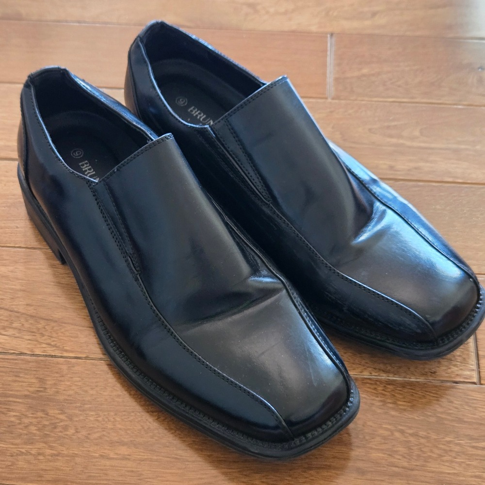 Bruno Marc Mens State-01 Black Slip On Square Toe Dress Shoes Loafers Size 9